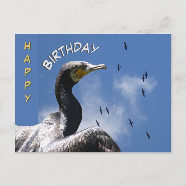 Cormoranes voladores Feliz cumpleaños Tarjeta post (Anverso)