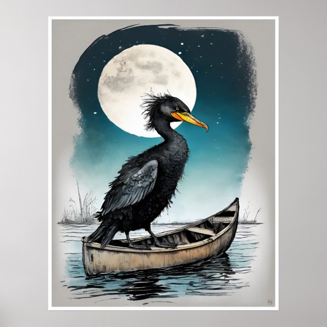 Cormorant - Impresión de arte de pájaro (Frente)