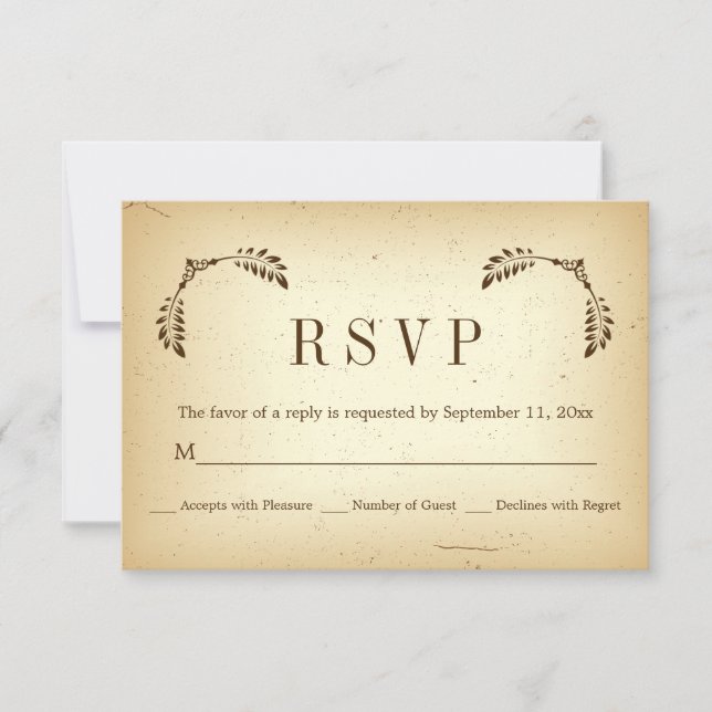 Corner brown hoja beige boda RSVP tarjeta de respu (Anverso)