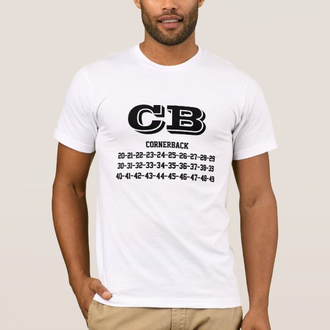 Cornerback jersey numbers T-shirt (Anverso)
