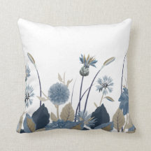 Cornflores azules, Dahlias, Cojín decorativo de lo