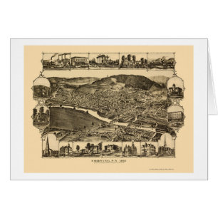 Corning, mapa panorámico de NY - 1882