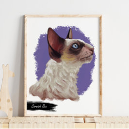 Cornish Rex Cat Print | Impresión de pared de gato