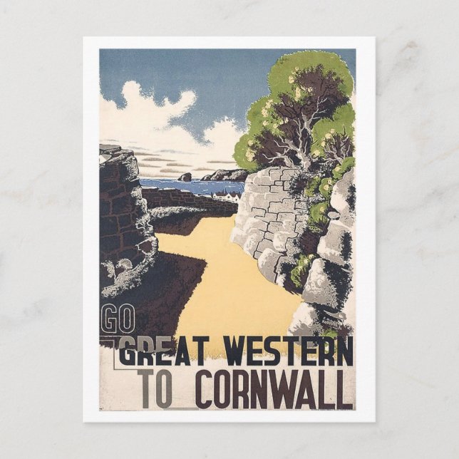 Cornwall, costa, Inglaterra, postal de viaje vinta (Anverso)