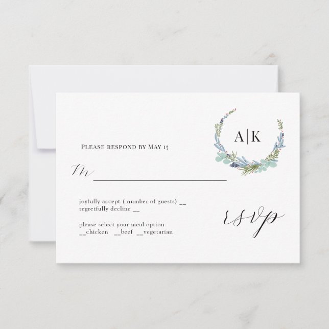 Corona boho en tarjeta de respuesta de boda modern (Anverso)