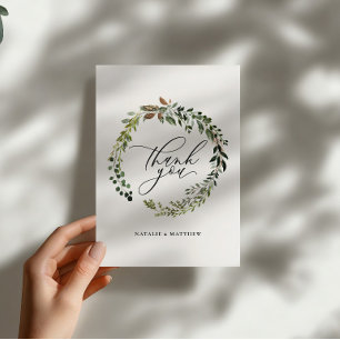 Corona Botánica Tarjeta de Agradecimiento Boda Acu