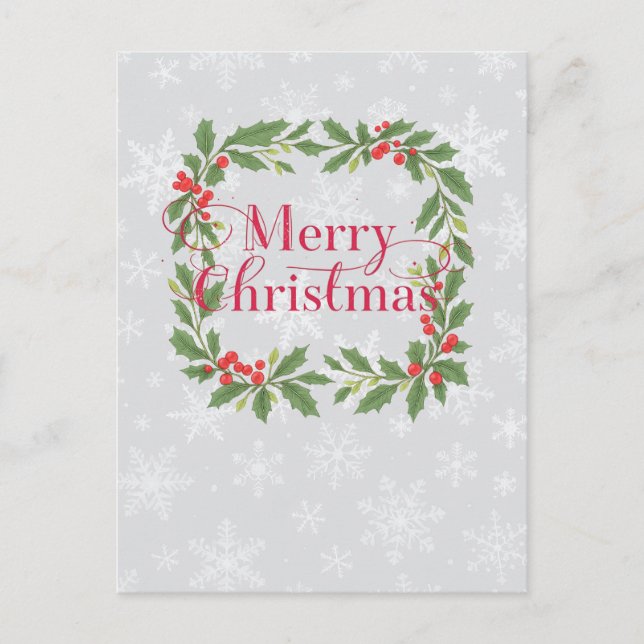 Corona de acebo elegante Feliz Navidad  (Anverso)