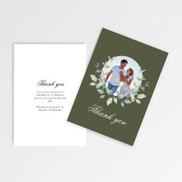 Corona de agradecimiento de boda con foto en verde