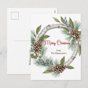 Corona de Aspen con Piñas tarjeta postal de Navida