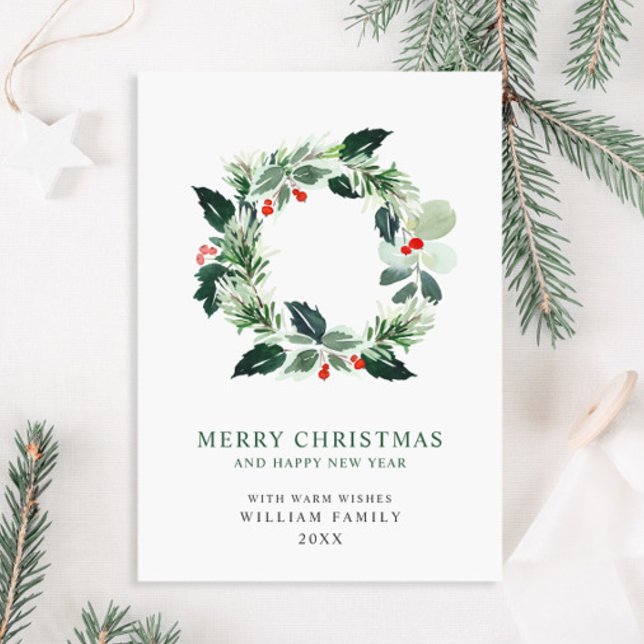 Corona de Bayas de Acebo Festivo Tarjeta de Navida (Subido por el creador)