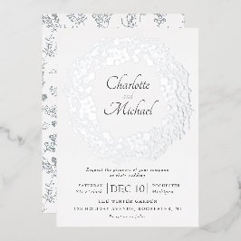 Corona de bayas de invierno de plata invitaciones 