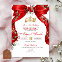 Corona de Coqueta de Lazo Rojo Invitación Floral Q