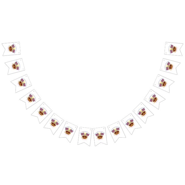 Corona de coronación del Rey Carlos III y banderas (Todo)