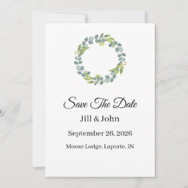 Corona de eucalipto vertical para boda Save the Da
