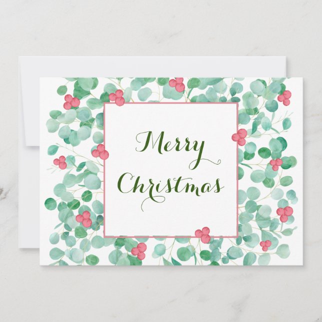 Corona de eucalipto y bayas rojas Tarjeta plana de (Anverso)