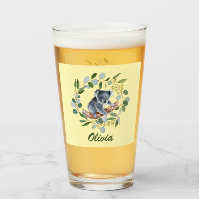  Corona de eucalipto y koala en acuarela  (Anverso (lleno))
