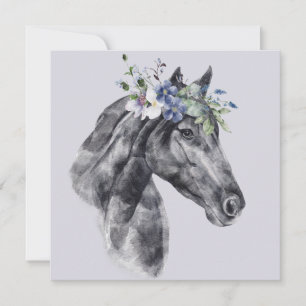 Corona de flores de acuarela retrato de caballo ne