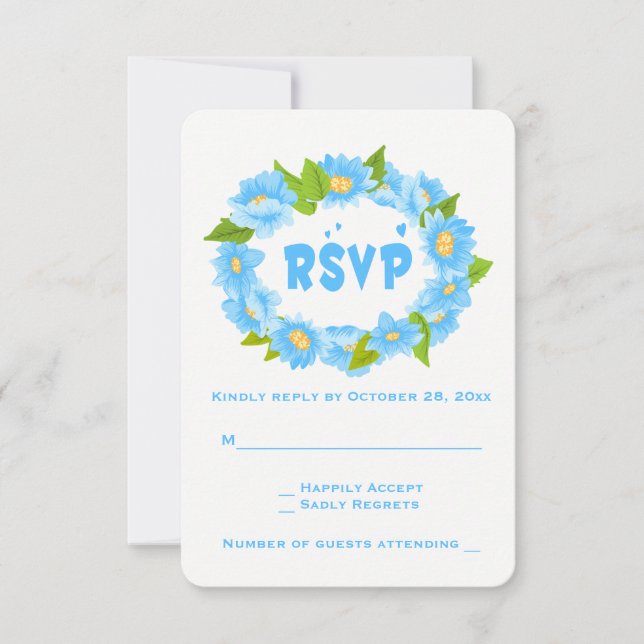 Corona de flores RSVP azul turquesa boda (Anverso)