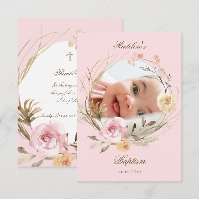 corona de flores tarjetas de agradecimiento pequeñ (Anverso / Reverso)