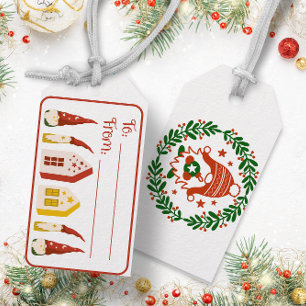 Corona de gnomes y casas - etiqueta de regalo para