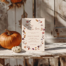 Corona de hojas de terracota enamorada Invitación