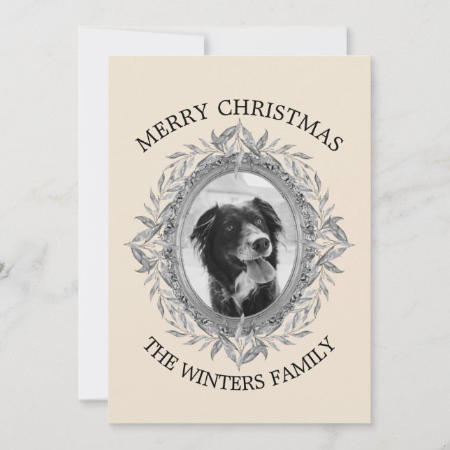 Corona de hojas plateadas de vacaciones de Navidad (Anverso)