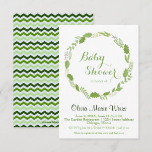 Corona de hojas verdes Chevron - Invitación para b