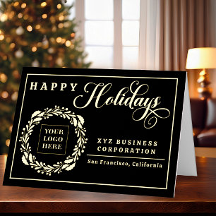 Corona de Logo Elegante Felices Fiestas Empresa
