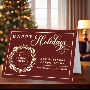 Corona de Logo Elegante Felices Fiestas Empresa