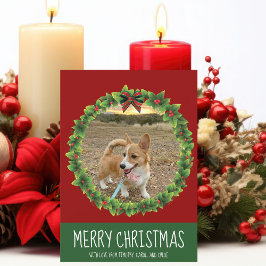 Corona de Navidad Alegre Perro Personalizado Foto