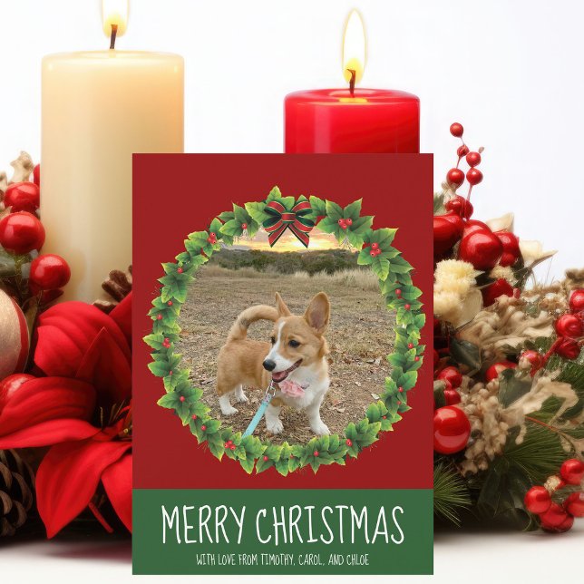 Corona de Navidad Alegre Perro Personalizado Foto  (Subido por el creador)