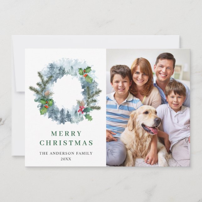 Corona de Navidad Bosque de Navidad 4 FOTO Tarjeta (Anverso)