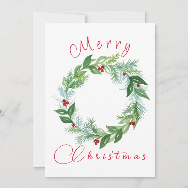 Corona de Navidad con acuarela PERSONALIZAR  (Anverso)