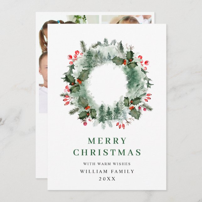  Corona de Navidad con Bayas de Acebo Saludo de Na (Anverso / Reverso)