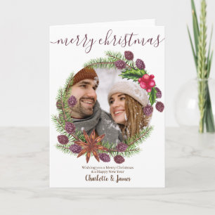 Corona de Navidad con Foto Personalizada y Acebo