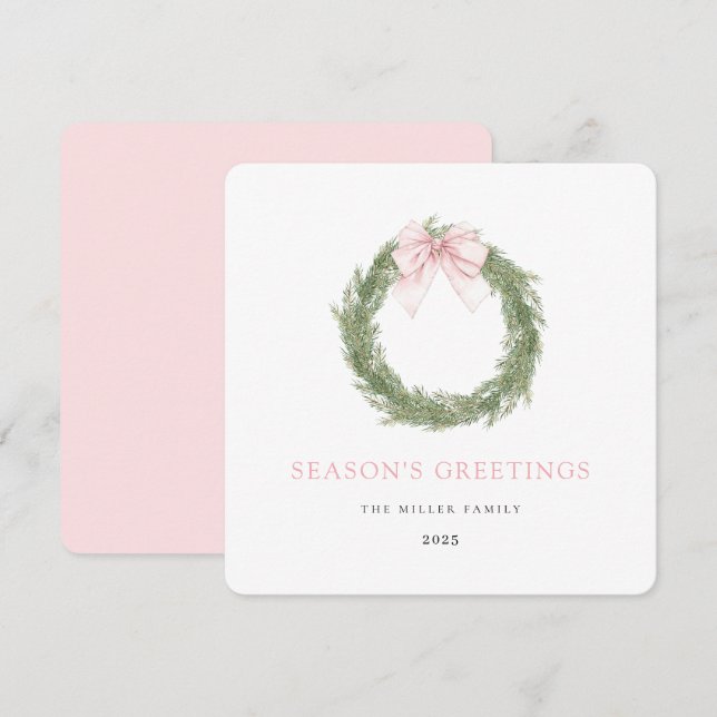 Corona de Navidad con Lazo Rosa (Anverso / Reverso)