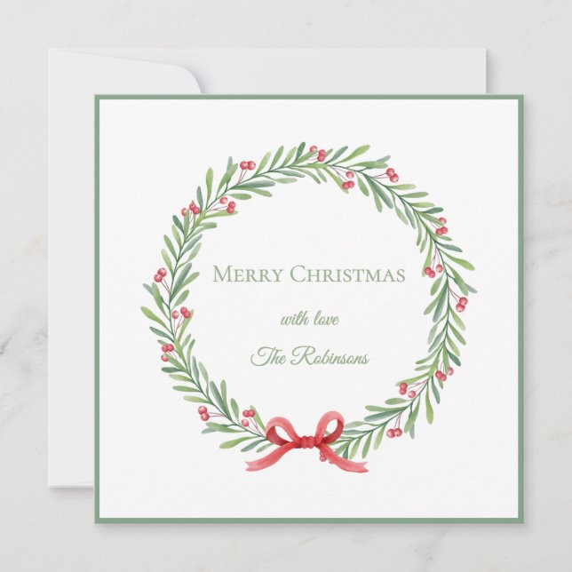 Corona de Navidad con Letra Elegante Feliz Navidad (Anverso)