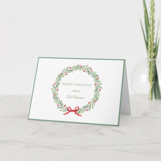 Corona de Navidad con Letra Elegante Feliz Navidad (Anverso)