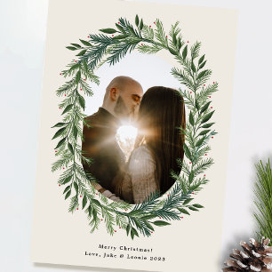 Corona de Navidad con marco de pino clásico foto