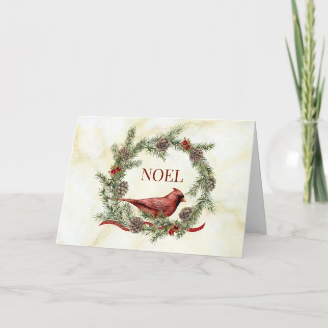 Corona de Navidad con un Cardenal (Anverso)