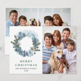 Corona de Navidad de acebo festivo 3 FOTO Tarjeta 