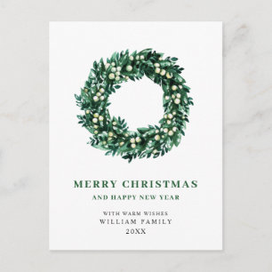 Corona de Navidad de acebo festivo Tarjeta de Navi