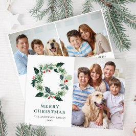  Corona de Navidad de acebo y bayas Tarjeta de Nav