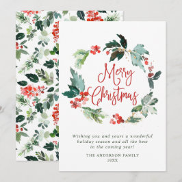 Corona de Navidad de Bayas de Acebo Festiva Saludo