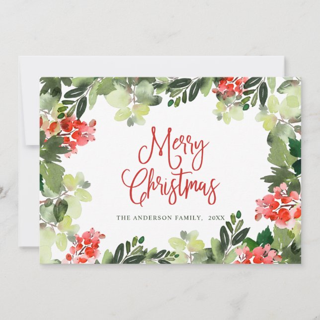 Corona de Navidad de Bayas de Acebo Festiva Tarjet (Anverso)