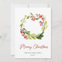 Corona de Navidad de Bayas de Acebo Festivo Saludo