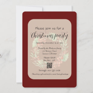 Corona de Navidad de Frutas Rojas Invitación Inver