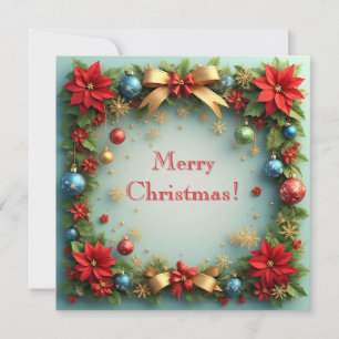 Corona de Navidad de Invierno 🎄❄️ Floral Roja Poi