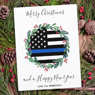 Corona de Navidad de la Línea Azul de la Policía