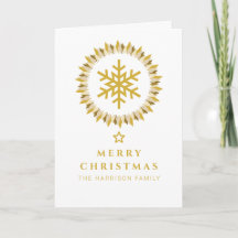 Corona de Navidad en Foto de Copo de Nieve de Oro